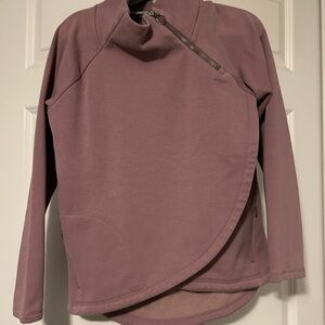 Athleta Mauve Side-Zip Fleece Lined Sweatshirt